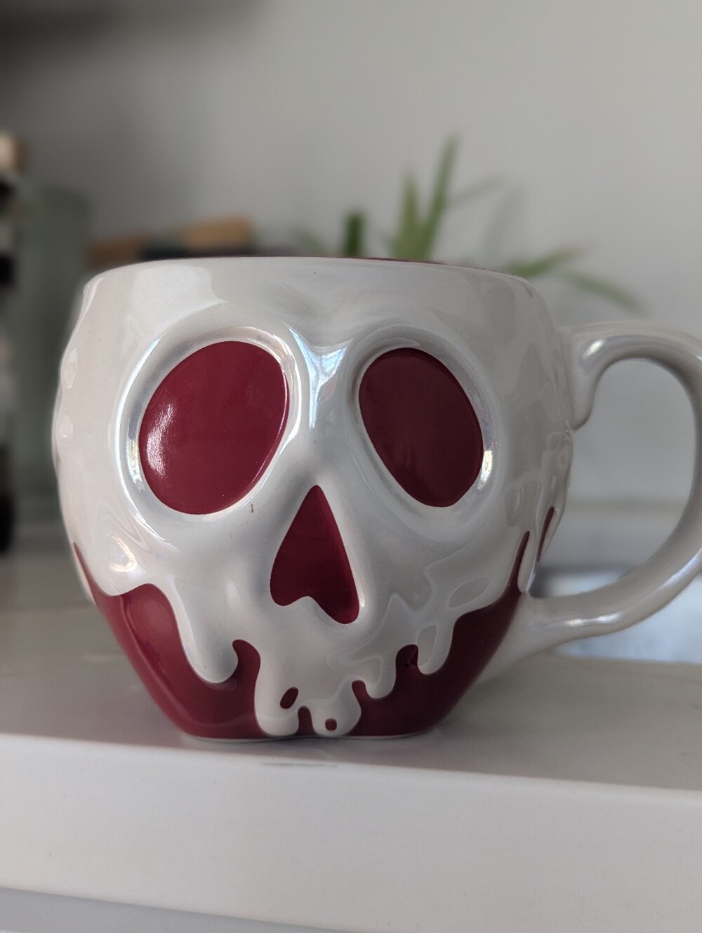 Disney Parks Poison Apple Mug Evil Queen Snow White Skull 3D Sculpted Ceramic FA